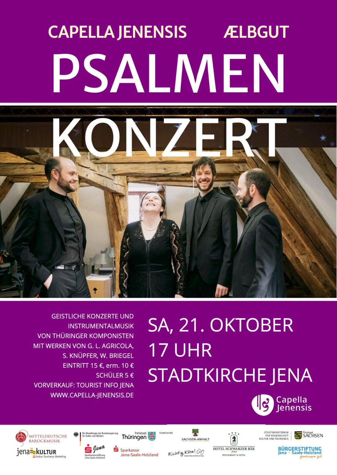 Plakat für das Psalmen Konzert für den 21. Oktober in Jena